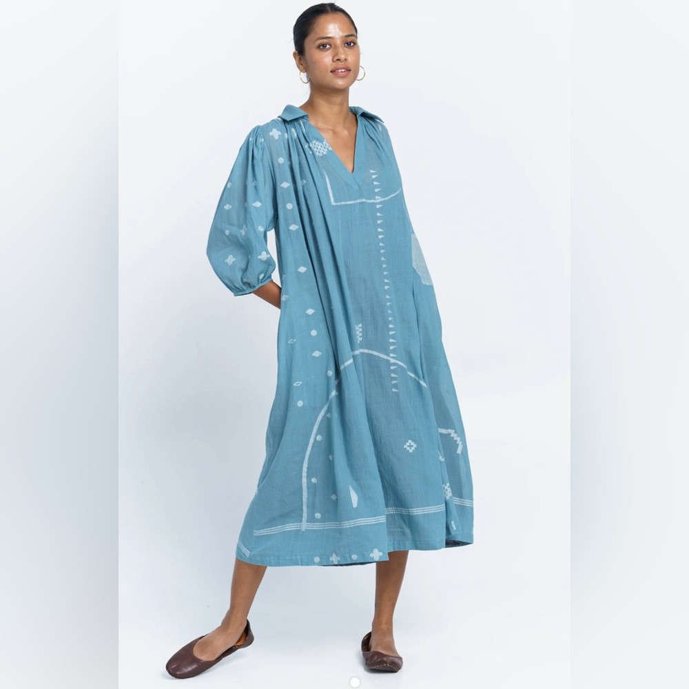 Blue Long Sleeve Women's Dress